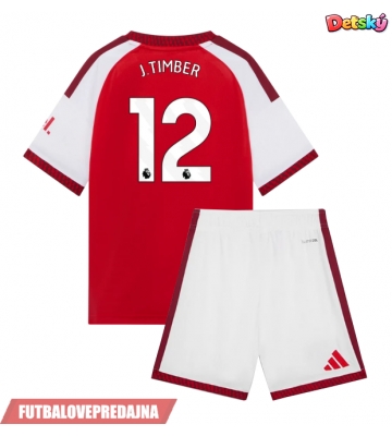 Lacne Dětský Futbalové dres Arsenal Jurrien Timber #12 2026-27 Krátky Rukáv - Domáci (+ trenírky)